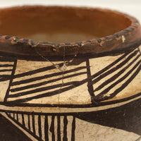 Small Acoma Pueblo New Mexico Dark Brown and White Pottery Bowl