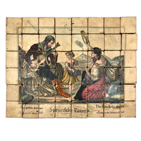 Early, Rare German Litho Six Sided Wooden Block Puzzle