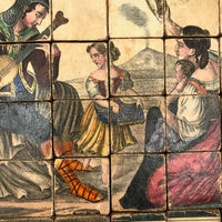Early, Rare German Litho Six Sided Wooden Block Puzzle