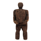 Carved Wooden Man Holding Barrel