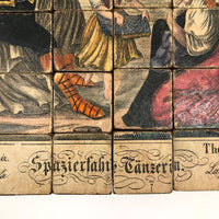 Early, Rare German Litho Six Sided Wooden Block Puzzle