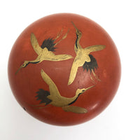 Japanese Orange Lacquer Nesting Box with Gold Cranes