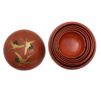 Japanese Orange Lacquer Nesting Box with Gold Cranes