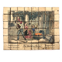 Early, Rare German Litho Six Sided Wooden Block Puzzle