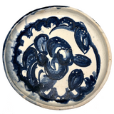 Slab-Formed Cream and Blue Glazed Signed Pottery Platter or Tray