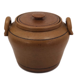 Hand-thrown Mustardy Brown Stoneware Cooking and Serving Pot