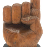 Signed Folk Art Carving of Pointing Hand