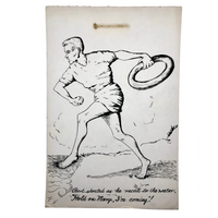 Beryl Breedlove 1961 Ink on Board Illustration, "Hang on Mary, I'm Coming!"
