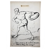 Beryl Breedlove 1961 Ink on Board Illustration, "Hang on Mary, I'm Coming!"