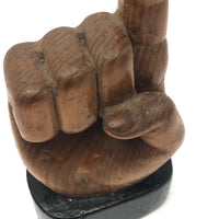 Signed Folk Art Carving of Pointing Hand