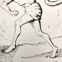 Beryl Breedlove 1961 Ink on Board Illustration, "Hang on Mary, I'm Coming!"