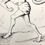 Beryl Breedlove 1961 Ink on Board Illustration, "Hang on Mary, I'm Coming!"