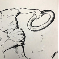 Beryl Breedlove 1961 Ink on Board Illustration, "Hang on Mary, I'm Coming!"