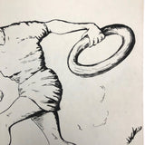 Beryl Breedlove 1961 Ink on Board Illustration, "Hang on Mary, I'm Coming!"