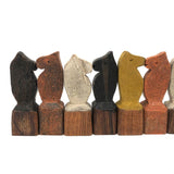 Fabulous Set of Old Carved Horse Game Pieces with Terrific Color