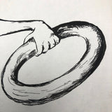 Beryl Breedlove 1961 Ink on Board Illustration, "Hang on Mary, I'm Coming!"