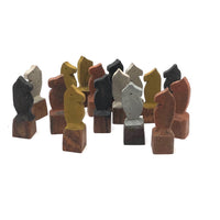 Fabulous Set of Old Carved Horse Game Pieces with Terrific Color