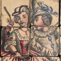 Early, Rare German Litho Six Sided Wooden Block Puzzle
