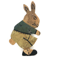 Old Folk Art Wooden Cutout Rabbit