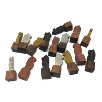 Fabulous Set of Old Carved Horse Game Pieces with Terrific Color