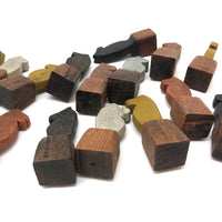 Fabulous Set of Old Carved Horse Game Pieces with Terrific Color