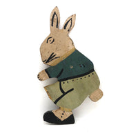 Old Folk Art Wooden Cutout Rabbit