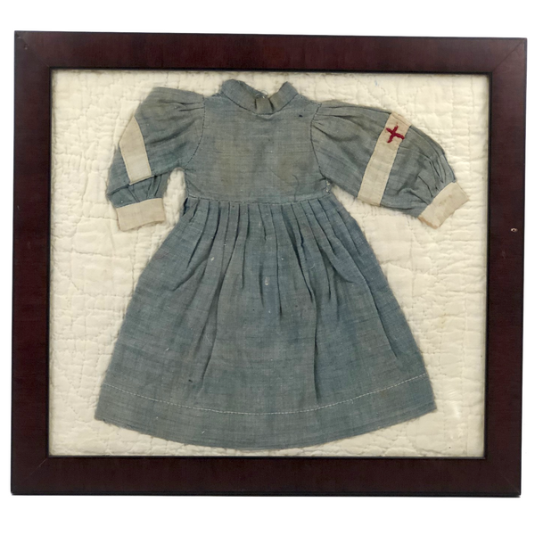 Beautiful Antique Red Cross Nurse Doll's Dress, Perfectly Framed