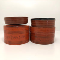 Burmese Cinnabar Lacquer Betel Box with Two Interior Trays