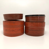 Burmese Cinnabar Lacquer Betel Box with Two Interior Trays
