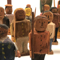 Amazing Early 20th C. Folk Art Society with Civilians, Warriors, Horses, Buildings, Trees