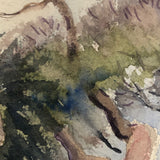 Mid-Century Watercolor Marsh Landscape with Palms and Cactii, Unsigned