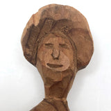 Old Carving of Old Smiling Woman with Bonnet
