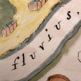 Antique Ink and Watercolor Hand-drawn Dutch Manuscript Map of Early Utrecht