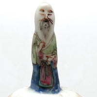 Curious Tiny Hand-painted Porcelain Asian Wise Man on Mound