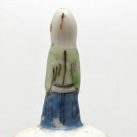 Curious Tiny Hand-painted Porcelain Asian Wise Man on Mound