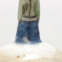 Curious Tiny Hand-painted Porcelain Asian Wise Man on Mound