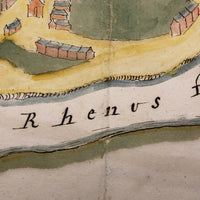 Antique Ink and Watercolor Hand-drawn Dutch Manuscript Map of Early Utrecht