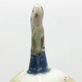 Curious Tiny Hand-painted Porcelain Asian Wise Man on Mound