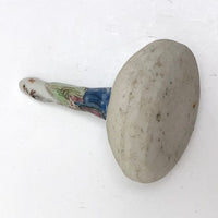 Curious Tiny Hand-painted Porcelain Asian Wise Man on Mound