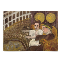 Weird, Wonderful Gods and Gladiators Vintage Painting on Wood Panel
