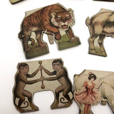 Antique Swiss Boxed Set of Double-Sided Color Litho Standup Animals