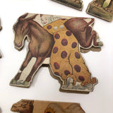 Antique Swiss Boxed Set of Double-Sided Color Litho Standup Animals