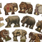 Antique Swiss Boxed Set of Double-Sided Color Litho Standup Animals