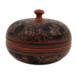 Burmese Yun-De Round Lacquer Box with Handle