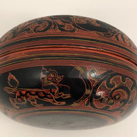 Burmese Yun-De Round Lacquer Box with Handle