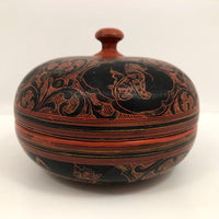 Burmese Yun-De Round Lacquer Box with Handle