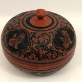 Burmese Yun-De Round Lacquer Box with Handle