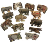 Antique Swiss Boxed Set of Double-Sided Color Litho Standup Animals