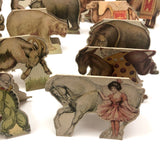 Antique Swiss Boxed Set of Double-Sided Color Litho Standup Animals