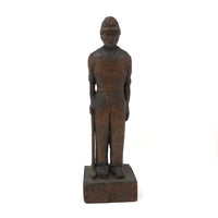 Poignant Old Carving of Miner with Pick Axe